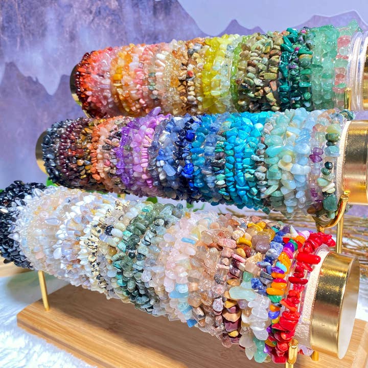 YYDIYcrystal - Wholesale Beaded Bracelet - 4PCs Crystal Bracelets for Couples, Women's chips Bracelet 4