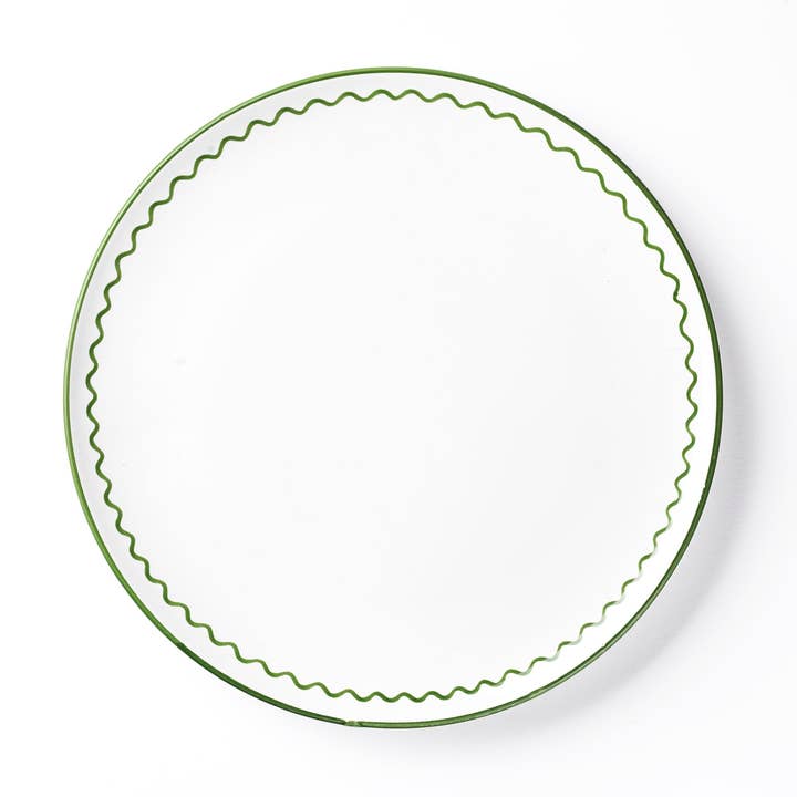 Jore Copenhagen - Wholesale Dinner Plate - DINNER PLATE - OLIVE GREEN ZIGZAG