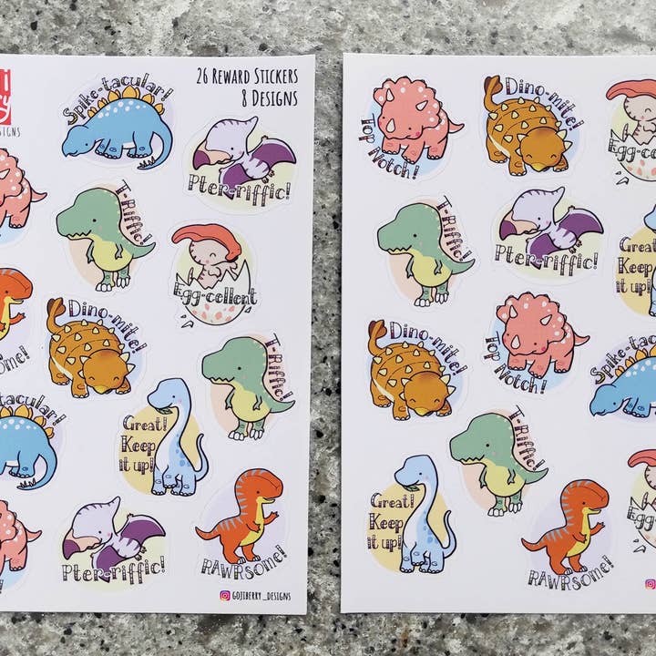 GojiBerry Designs - Wholesale Sticker - Kids & Baby - Teacher Reward Stickers No.7 - Dinosaurs