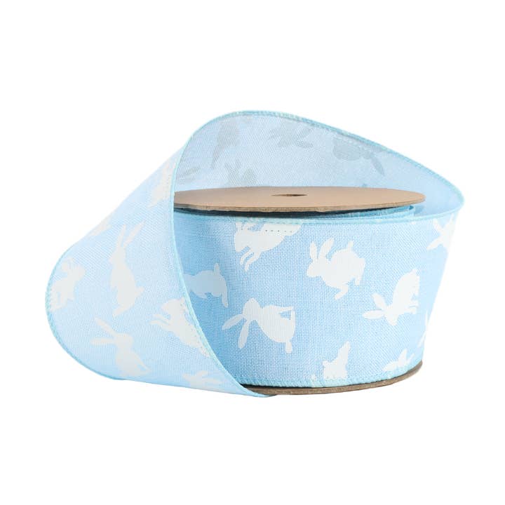 Ruban filaire | Lapin bleu avec blanc sur toute la surface | Rouleau de 10 mètres pour la vente par LA Ribbons Wholesale