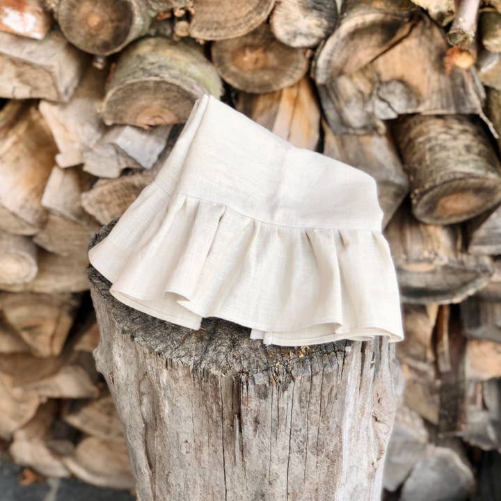 Belle Linen - Wholesale Tea Towel - 100% High Quality Beige Linen Long Ruffles Tea Towel5