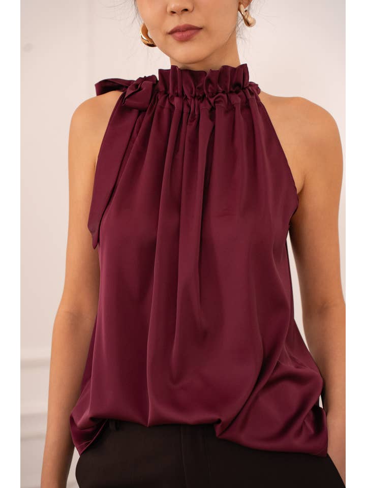 CHOKLATE PARIS - Wholesale Blouse - Women's - Satin Elisabeth top with bow at the collar - CK0809037