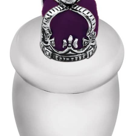 Tandenfeeëndoos met schroefdop, koninklijke kroon, paarse Engelse sterling. ARTIKELNUMMER: GT2293. voor wholesale door Corbell Silver