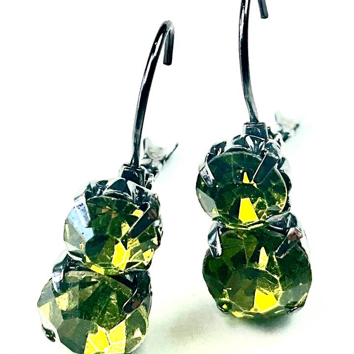 Lost & Found Trading - Wholesale Dangle Earrings - RC041F ER-DBL.Rhinestone On Latch / Olivine0