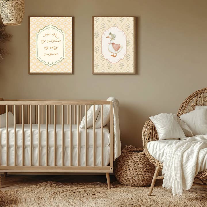 Set Of Two Vintage Duck Nursery Art Prints for wholesale by Kumo Art Prints