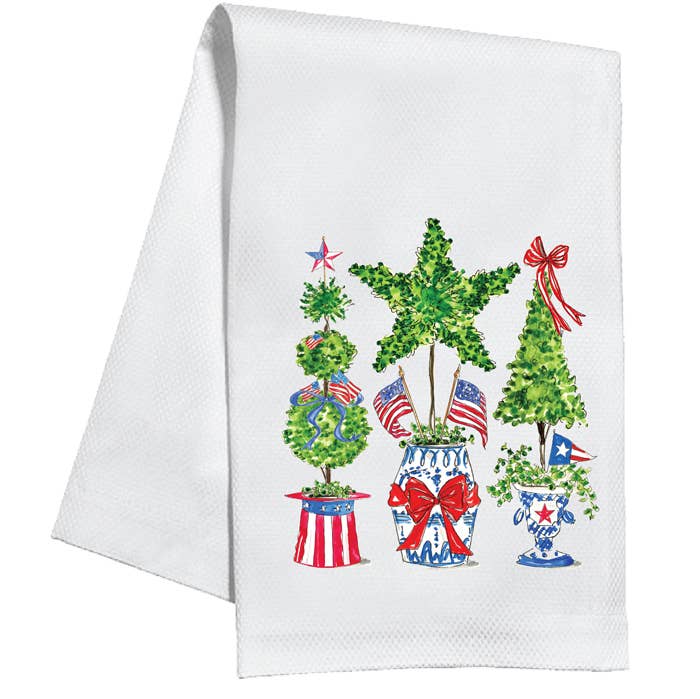 RosanneBeck Collections - Wholesale Tea Towel - Patriotic Topiary Trio Kitchen Towel0