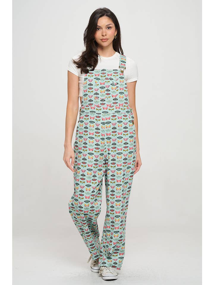 SM WARDROBE - Wholesale Overalls - Women's - COLORFUL BUTTERFLY PRINT OVERALLS
