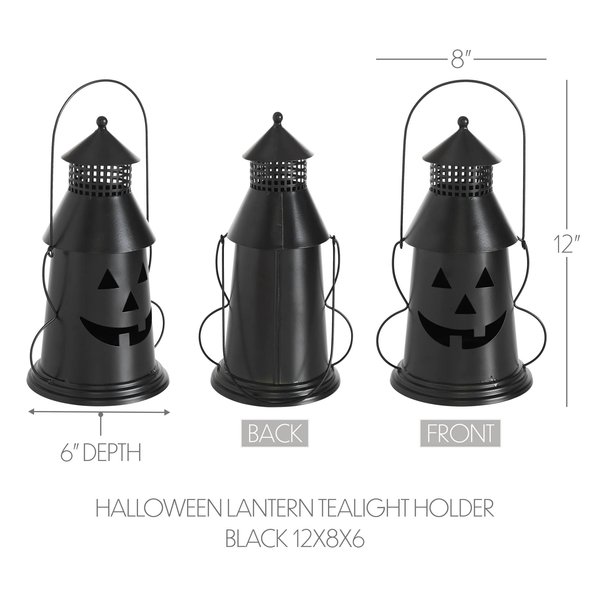 VHC Brands - Wholesale Candle Holder - Black Halloween Spooky Decorative Metal Lantern Tealight & Votive Candle Holder Indoor Tabletop Accent Decor 12 Inch Tall3