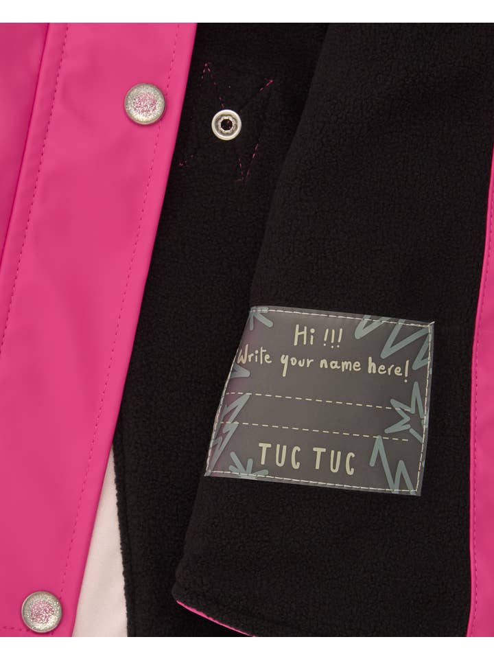 tuc tuc - Wholesale Raincoat - Kids - Girl's raincoat in fuchsia with decorative hood and flowers3