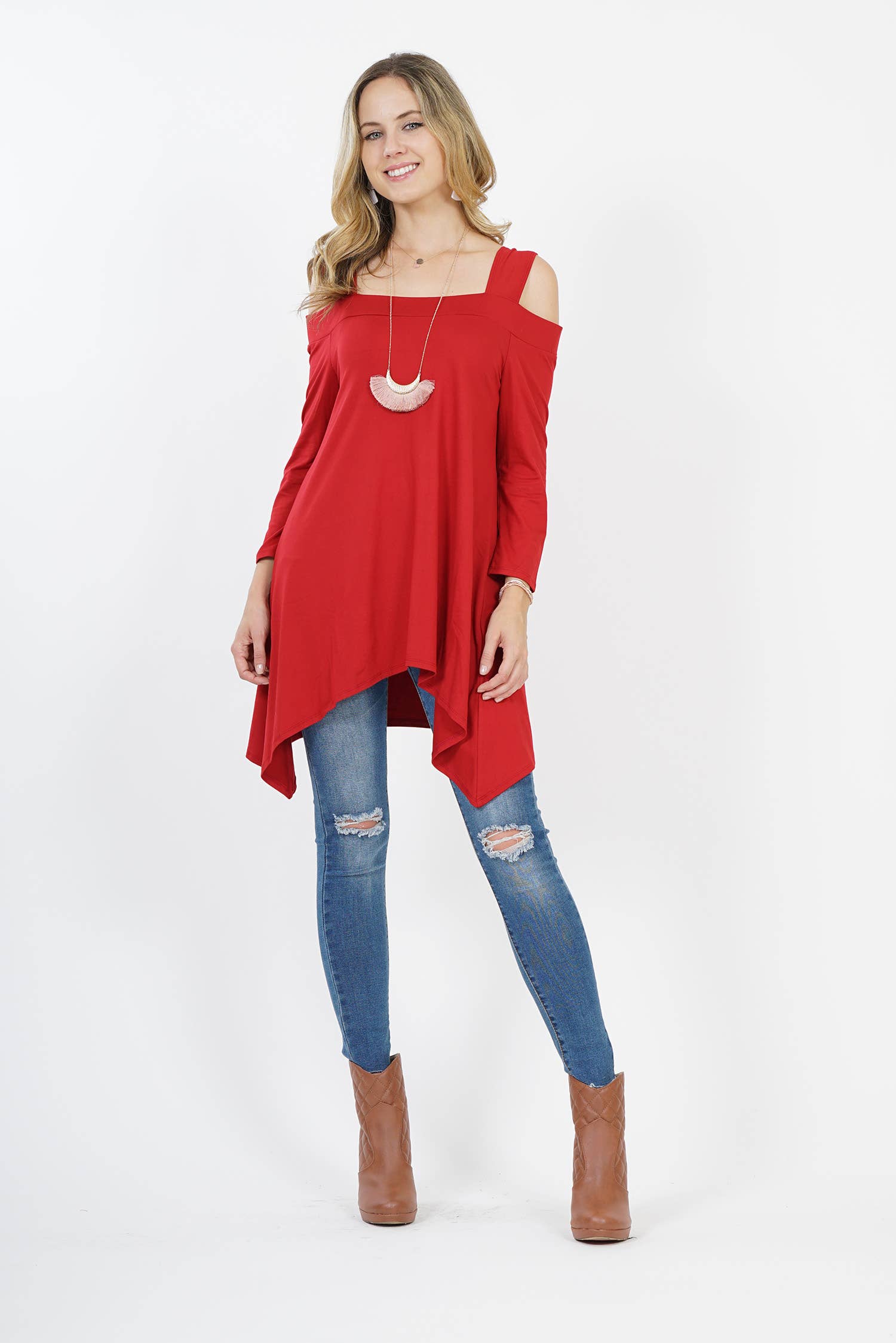 42POPS – wholesale Tunic – Women’s – , SI-10448 Off-shoulder side-tail  tunic0