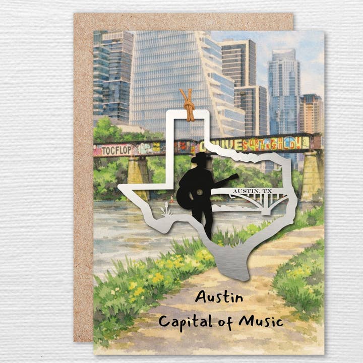 Austin Capital Of Music Ornament- Capital Music 5x7 Card for wholesale by Authenticaa