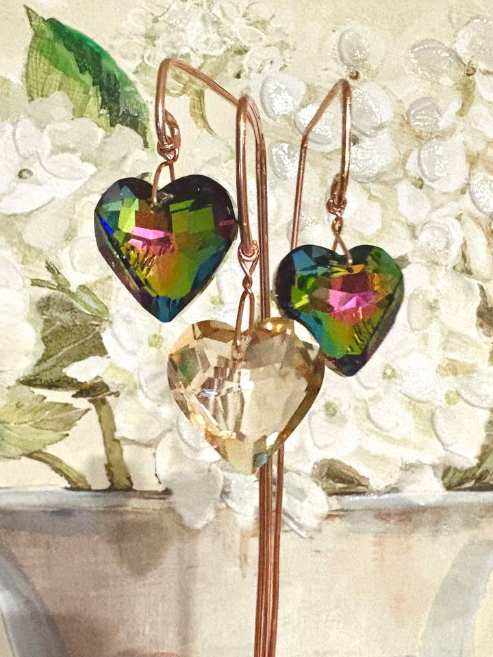 Geometric Glass Heart Copper Plant Stake for wholesale by Sea of Bliss Shop