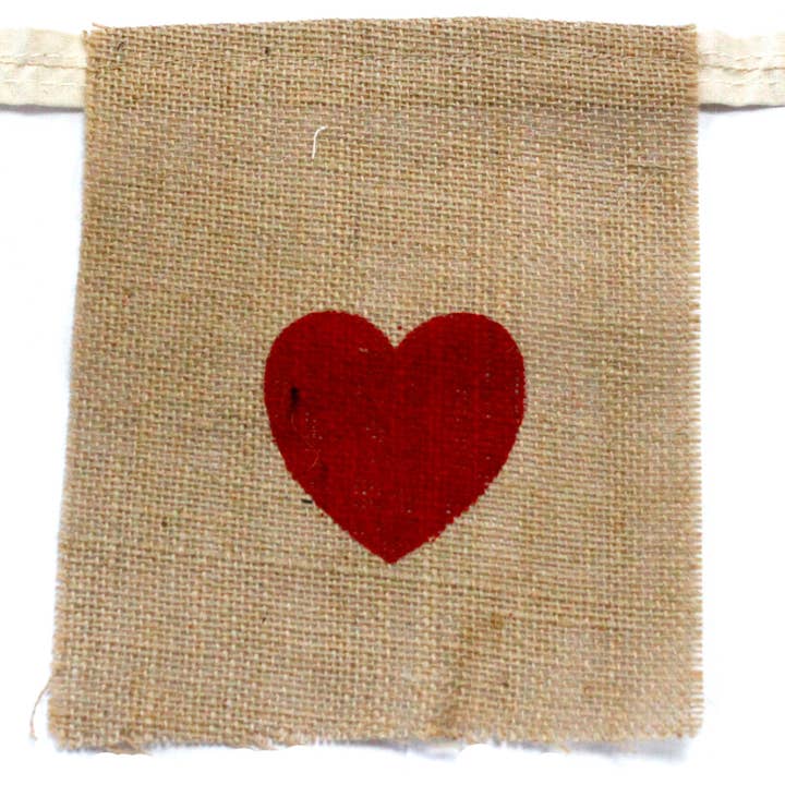 Natural Bunting I LOVE YOU (large with hearts) for wholesale by Ancient Wisdom