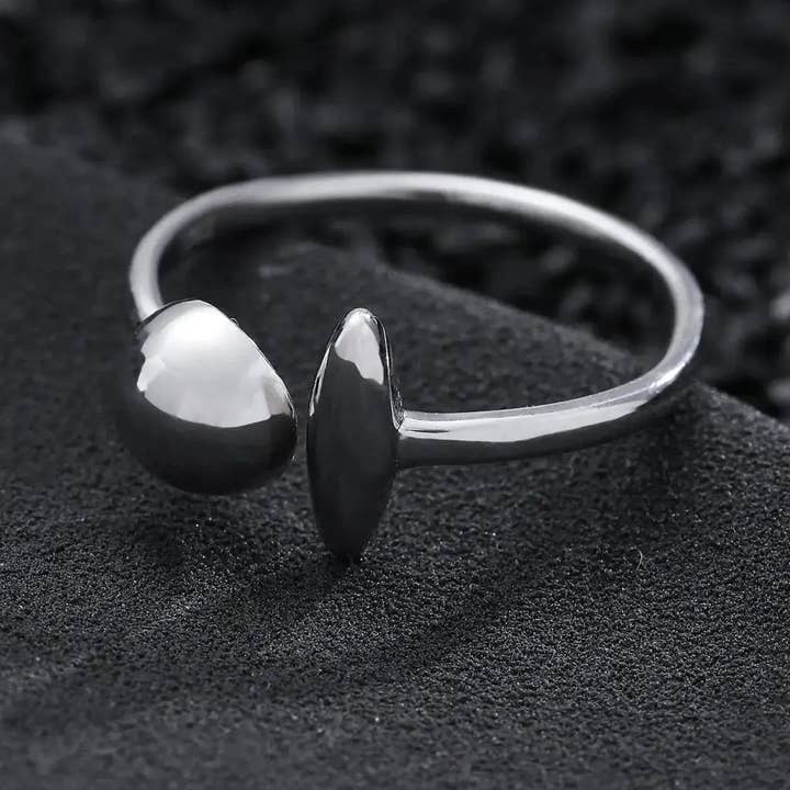 Moclein – wholesale Band/Stackad Ring – Minimalistisk abstrakt öppen ring i sterlingsilver