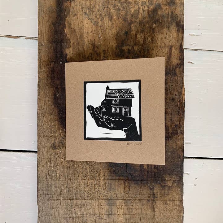 House in Hand//Tarjeta impresa a mano para venta al por mayor de Bouclé