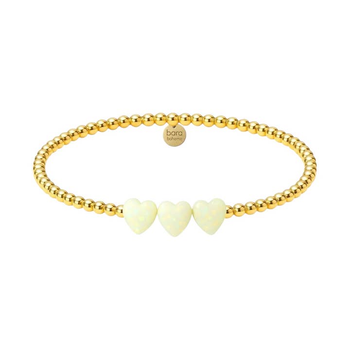 Drievoudige Hart Opal | Met Goud Gevulde Kralenarmband voor wholesale door bara boheme