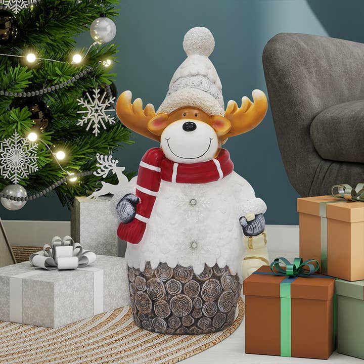 Abble - Wholesale Christmas Decoration - Abble Pre-Lit Resin Christmas Reindeer Sculture Decor