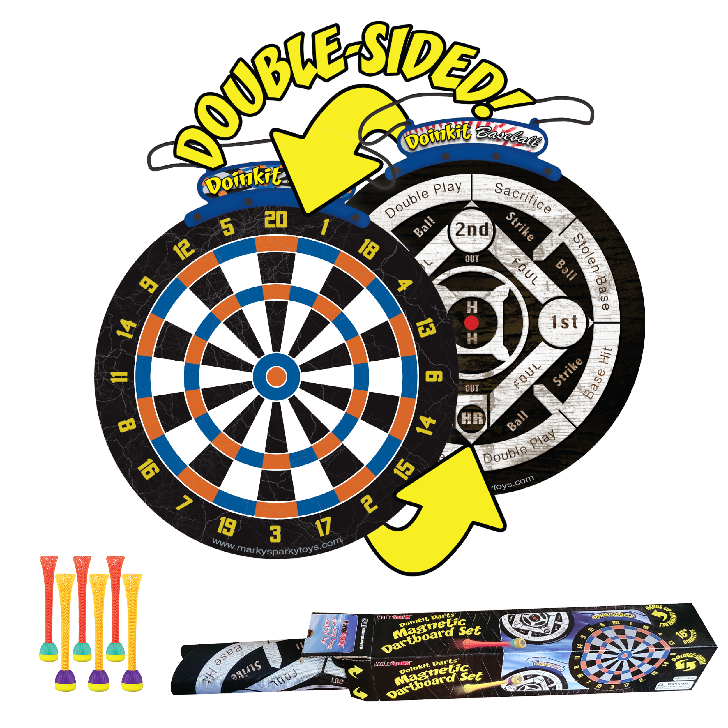 Marky Sparky Toys - Vente Jeu de sport – enfant et bébé - Doinkit® Darts Cible de Fléchettes Enroulable3