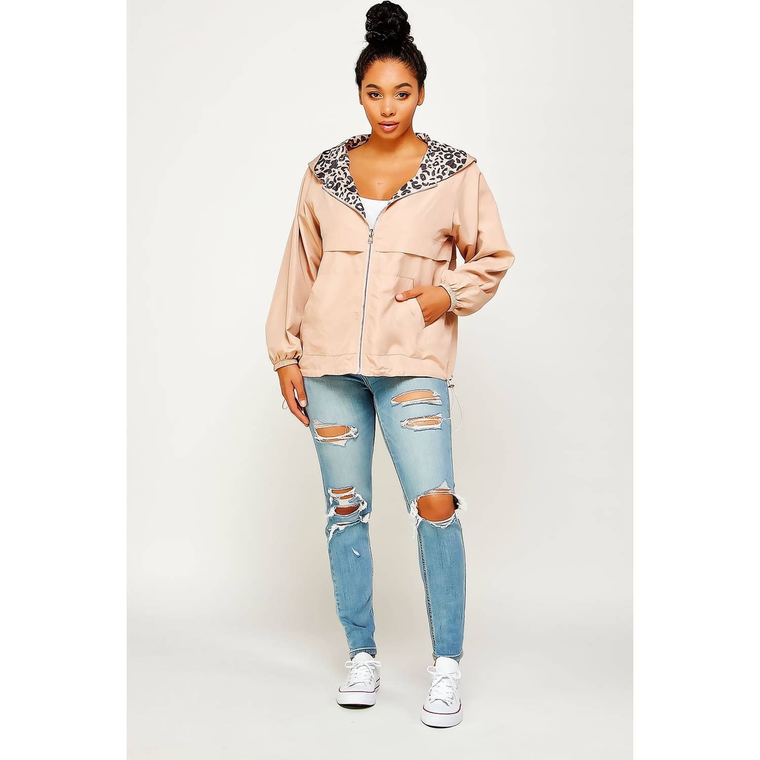 Sweet Generis - Wholesale Windbreaker - Women's - REVERSIBLE CONTRAST PRINT ZIPUP WINDBREAKER HOODIE18