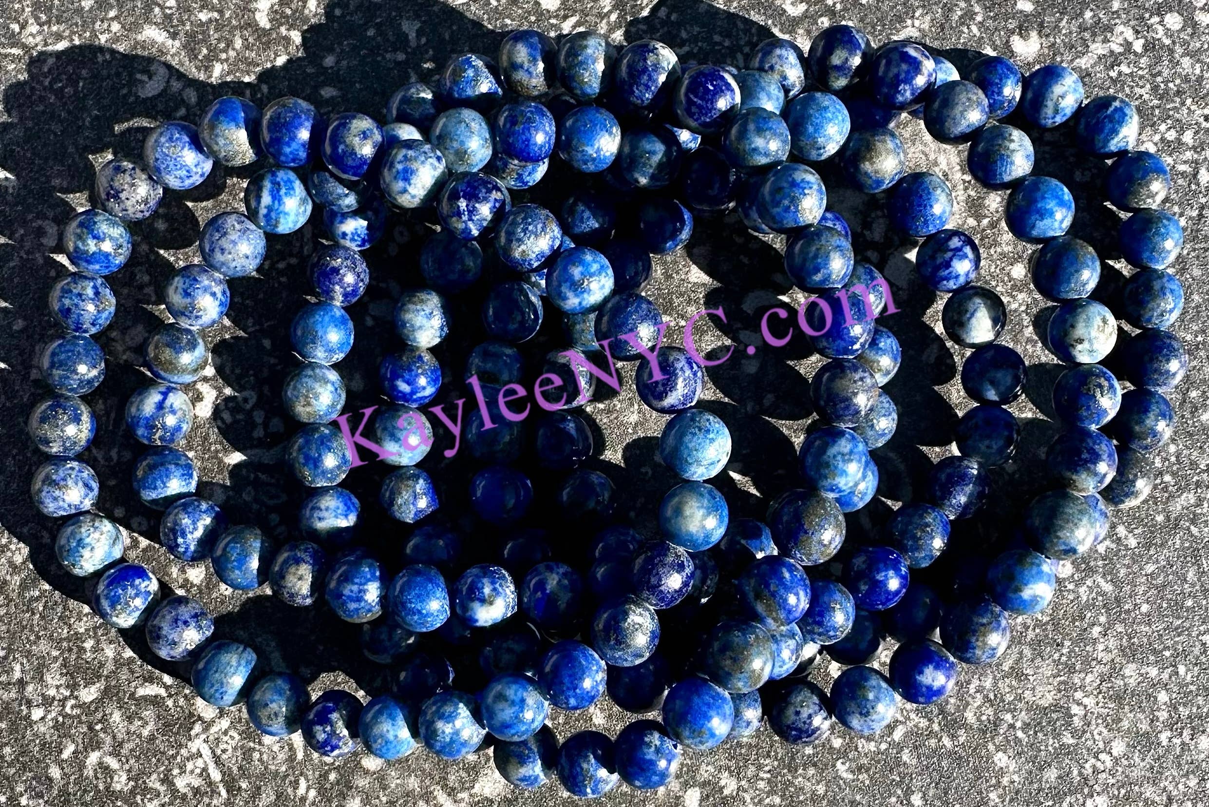 KayleeNYC - Wholesale Beaded Bracelet - Natural Lapis Lazuli 5.5-6mm 7.5” Crystal He3