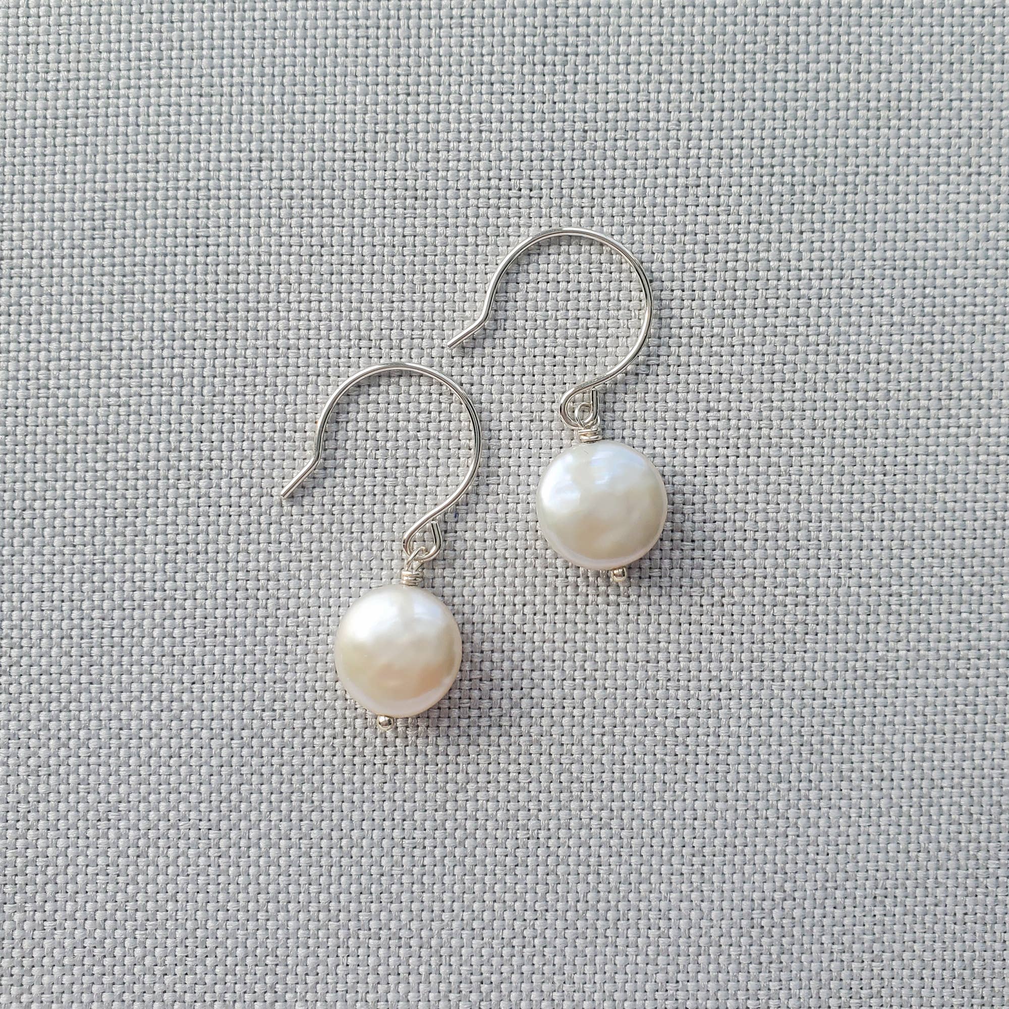 Carrie Whelan Designs - Wholesale Dangle Earrings - White Coin Pearl Earrings, 14kt Gold Fill, Sterling Silver3