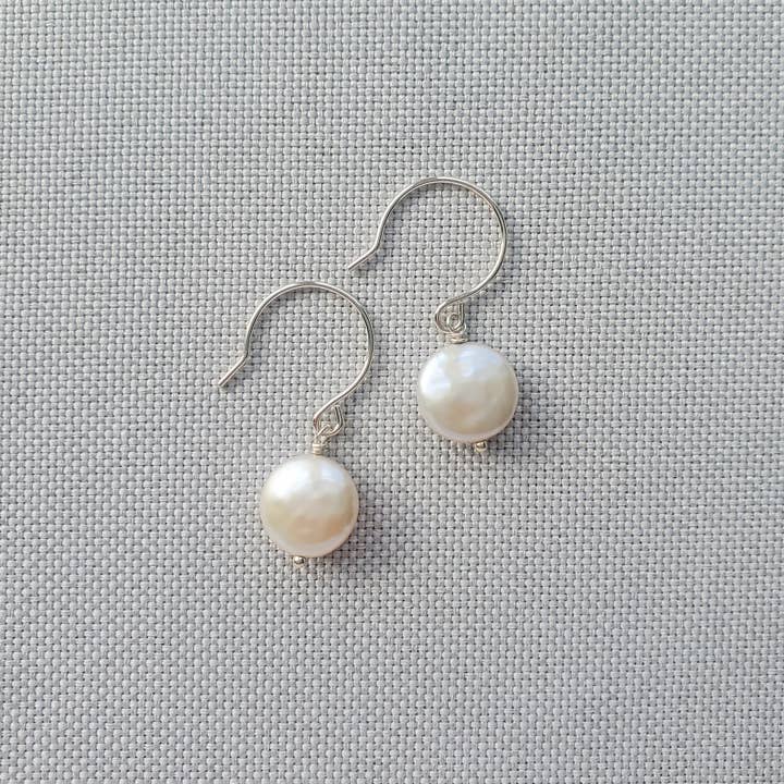 Carrie Whelan Designs - Wholesale Dangle Earrings - White Coin Pearl Earrings, 14kt Gold Fill, Sterling Silver3