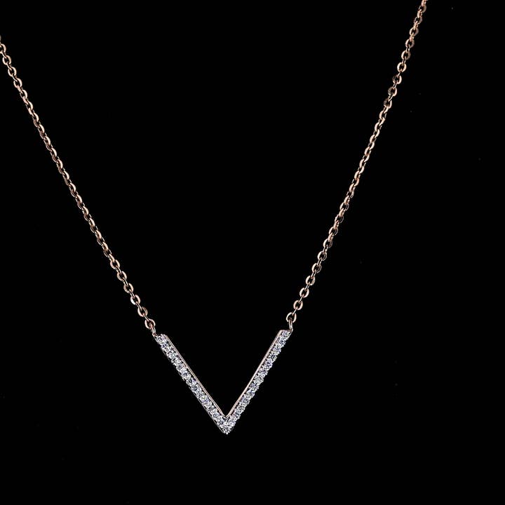 V-Shape Lab-Grown Diamond Necklace for wholesale by Kalindi Jewels