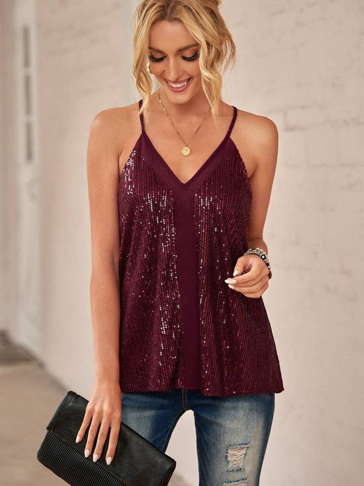 Secret Style Source - Wholesale Tank Top - Women's - Racerback Sequin Tank