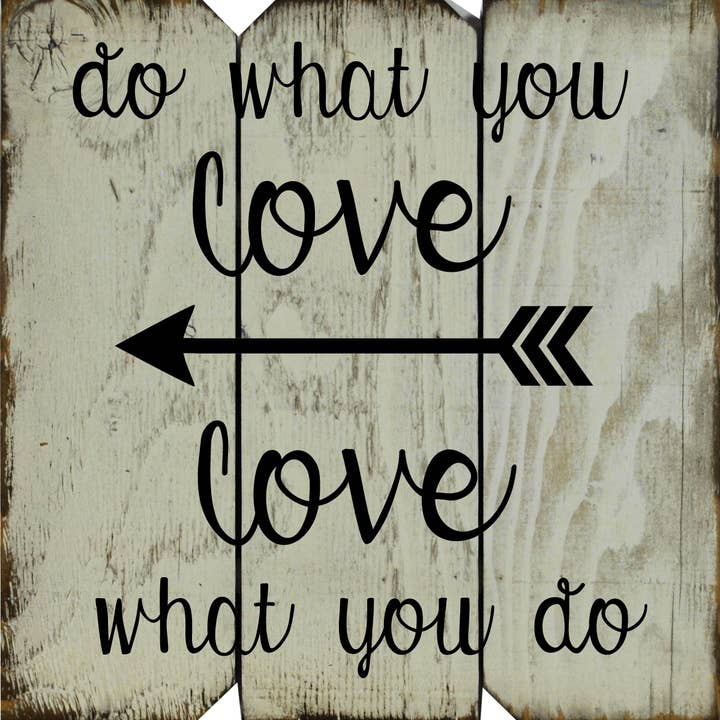 16x16 White/Black 'Do What You Love' Arrow Sign for wholesale by Boulder Innovations