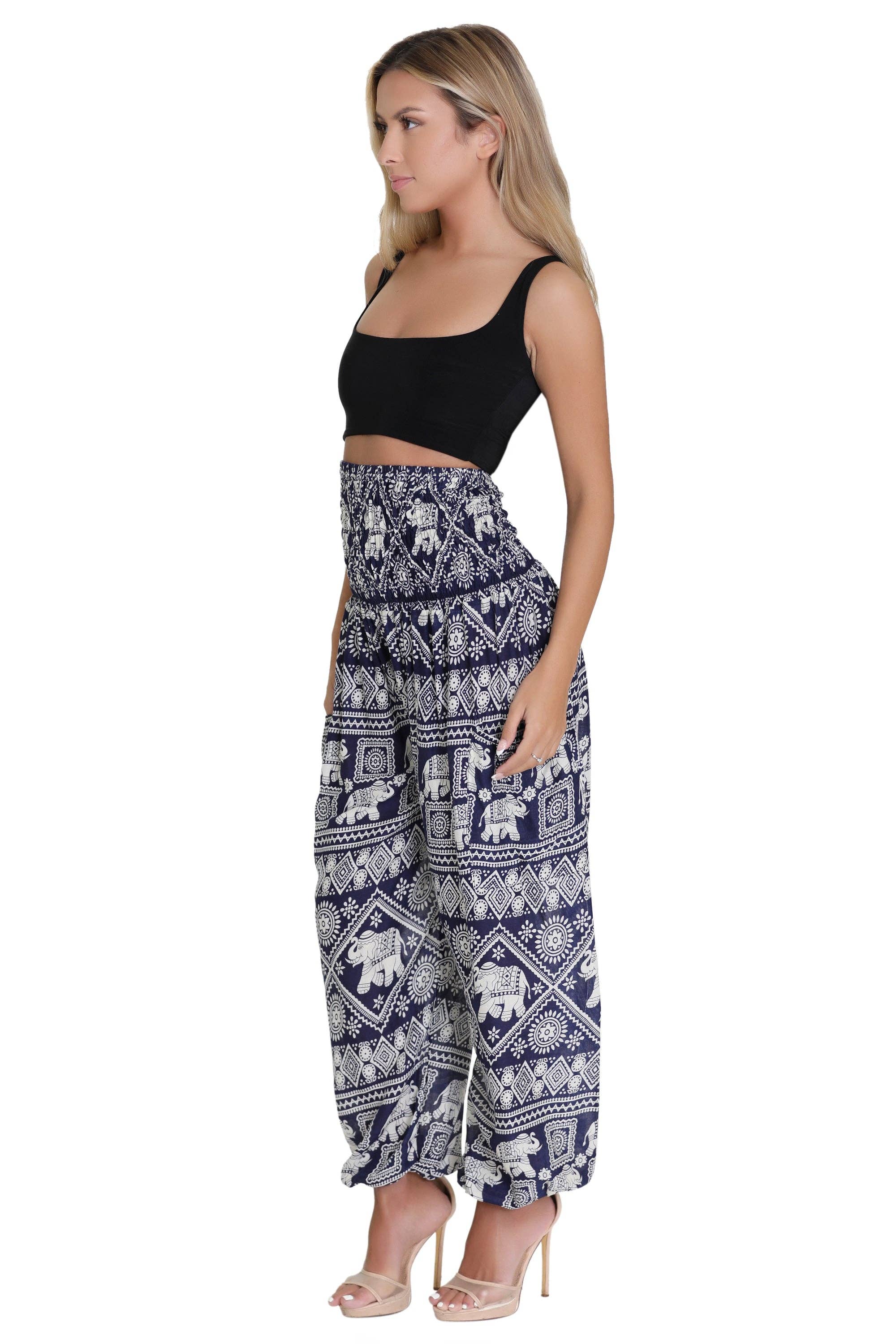 Assorted Boho Elephant Print Pants THP-9117 for wholesale on Faire2