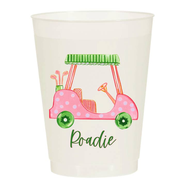 Girly Golf Cart Roadie Pink Masters Frosted Cups- Masters for wholesale by Sip Hip Hooray