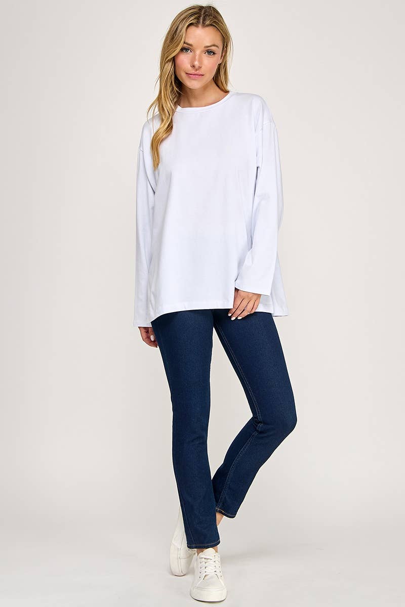 Chris & Carol Apparel - Wholesale Tunic - Women's - silver7012T-SIDE SLIT LONG SLIVE TOP1