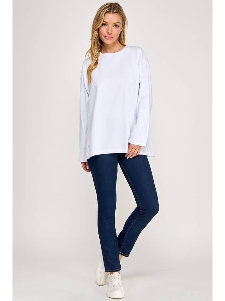 Chris & Carol Apparel - Wholesale Tunic - Women's - silver7012T-SIDE SLIT LONG SLIVE TOP1