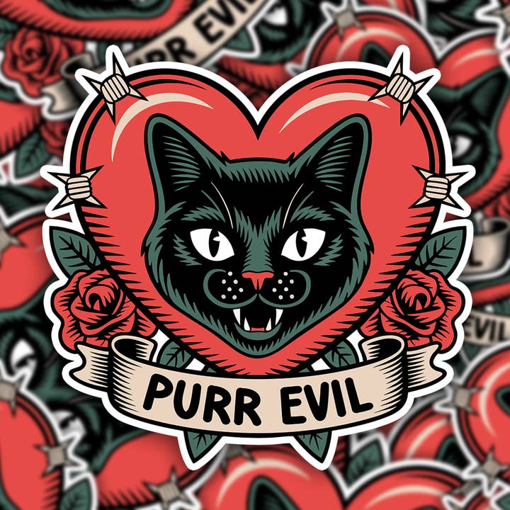 Grumpy Greetings Co. - Wholesale Sticker - Purr Evil Sticker0