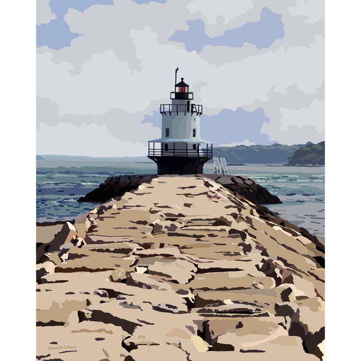 Impression d'art du phare de Spring Point Ledge pour la vente par Lehoux Art