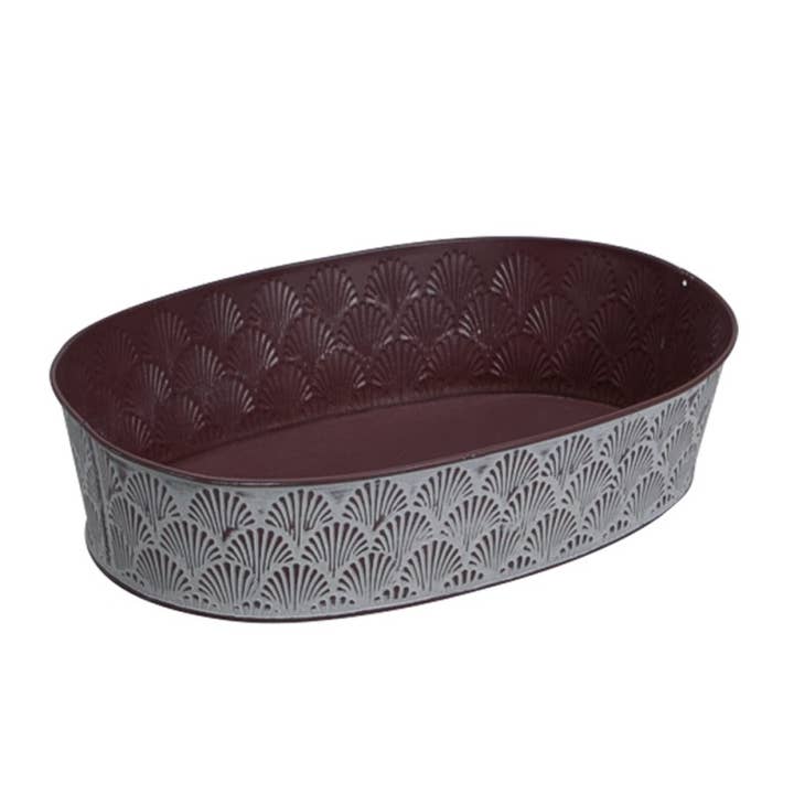 Corbeille ovale en zinc ecailles pour la vente par Deffrennes