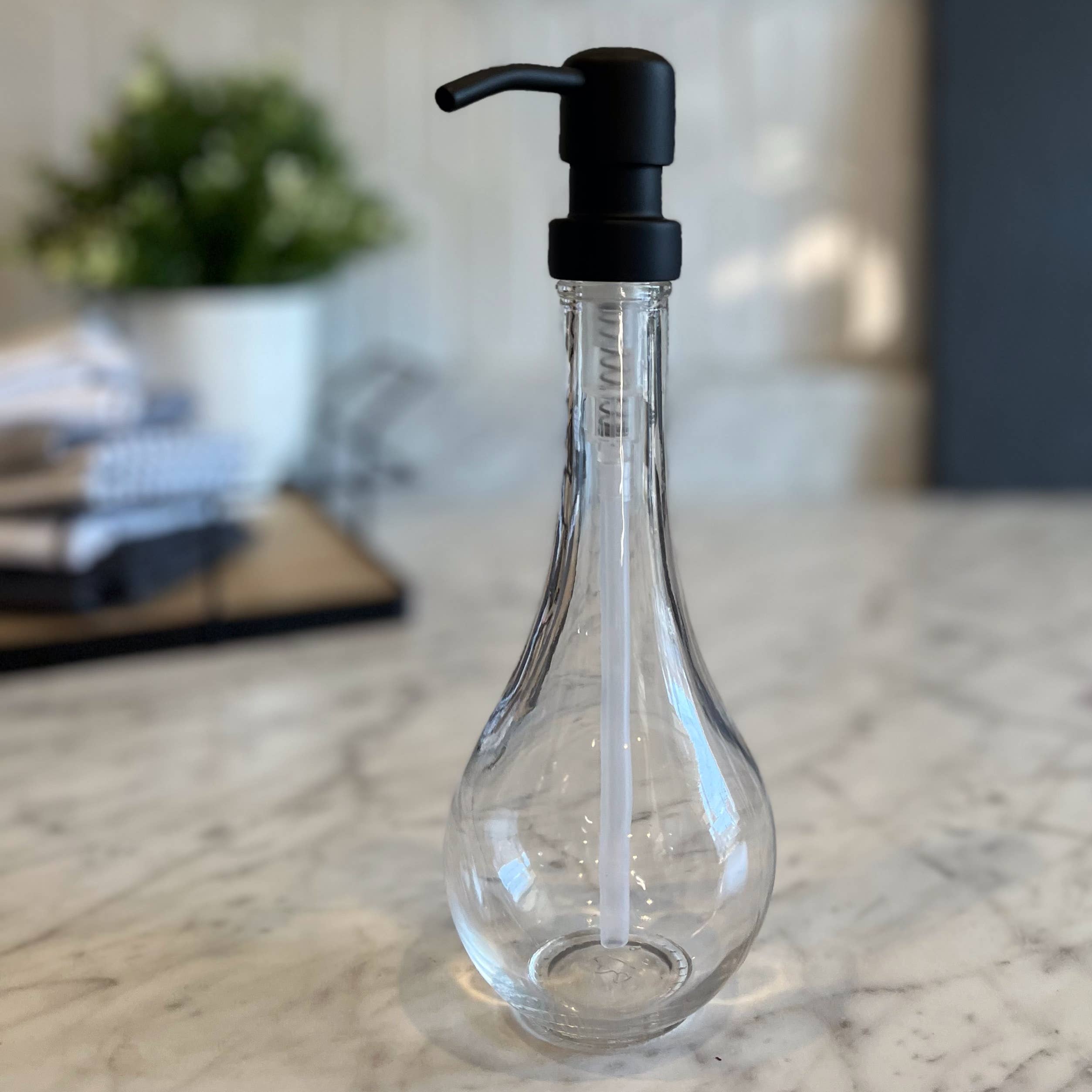 The Bottle Shoppe - Wholesale Soap dispenser - 8oz Water Drop Glass Soap Dispenser bottles w/ metal pumps.1