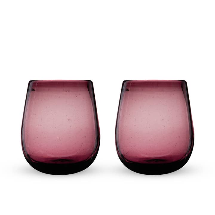 Rosado Recycled Glass Stemless Wine Glasses Set of 2 for wholesale by Twine