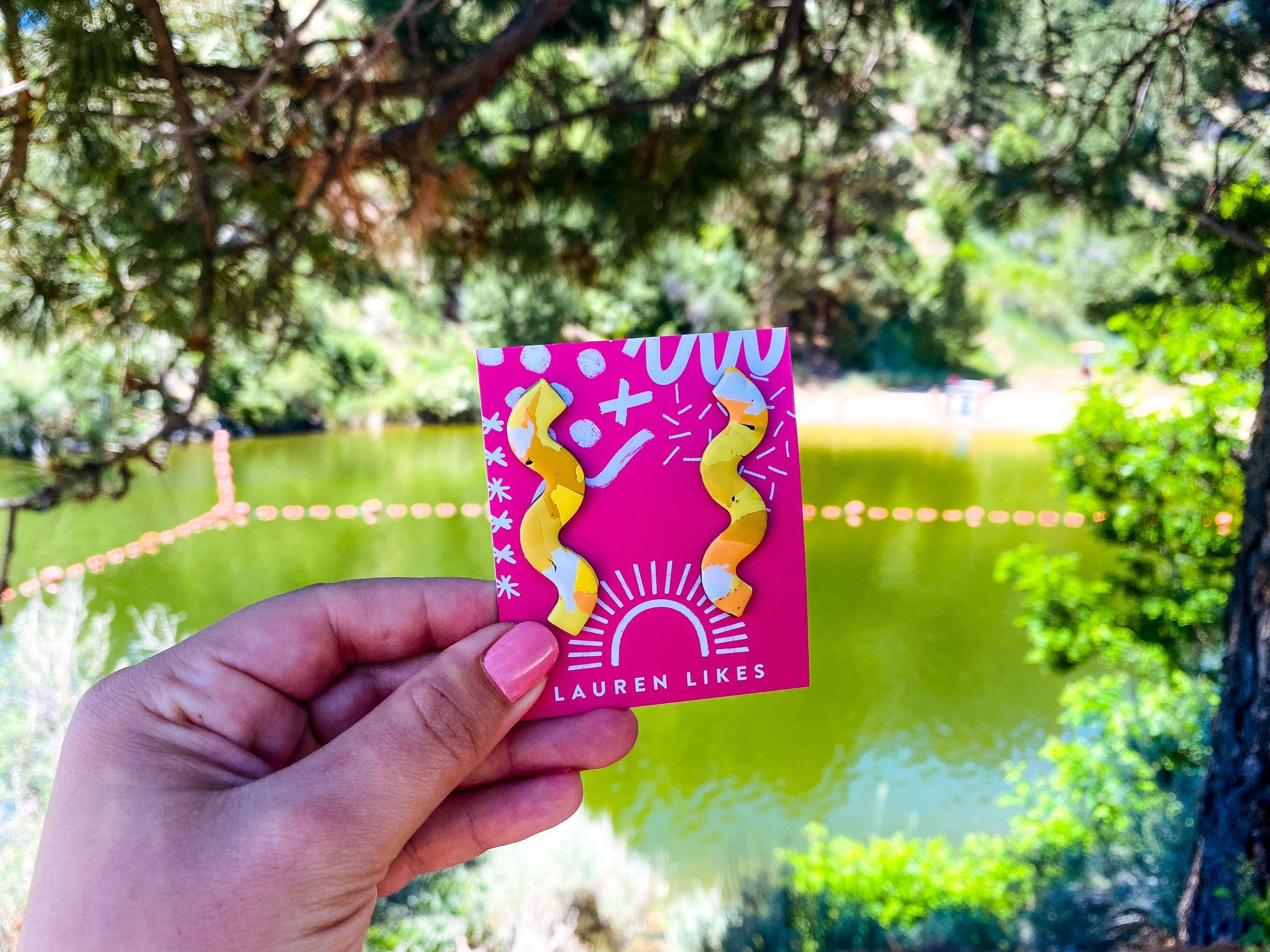 Lauren Likes Art - Wholesale Dangle Earrings - Sunshine Yellow Squiggle Earrings, Squiggly Earring, Handmad9