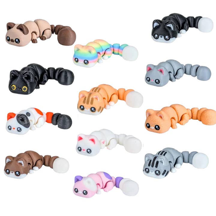 Tiny 3D Printed Cat Fidgets & Keychains for wholesale by Modern Wood Cases