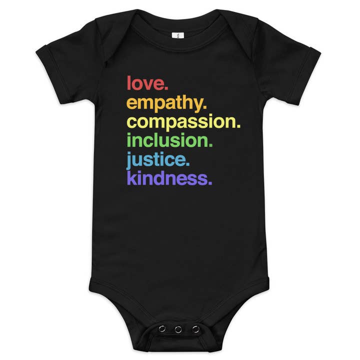 'Kindness Is' Pride Onesie for wholesale by Kind Cotton