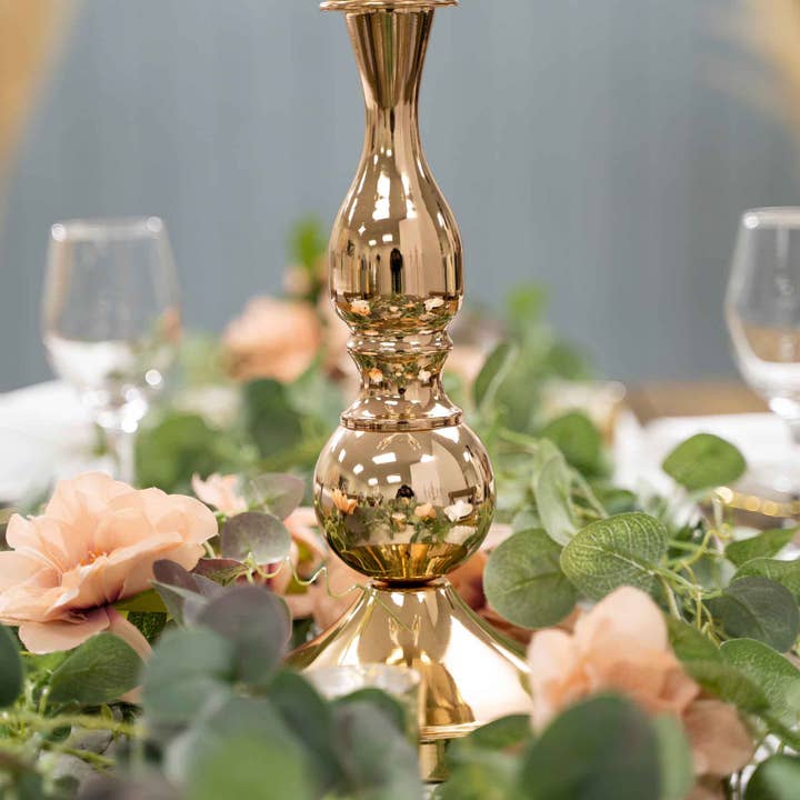 Crystal Candelabra 5 arm Glass Hurricane Globes 39" - Gold for wholesale on Faire