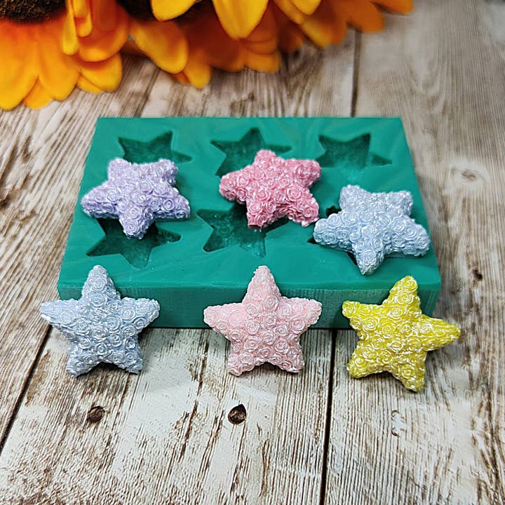 Stjärnformar med rosor 6 st i silikon för harts och gips för wholesale av Serena Creazione di Serena Stampone