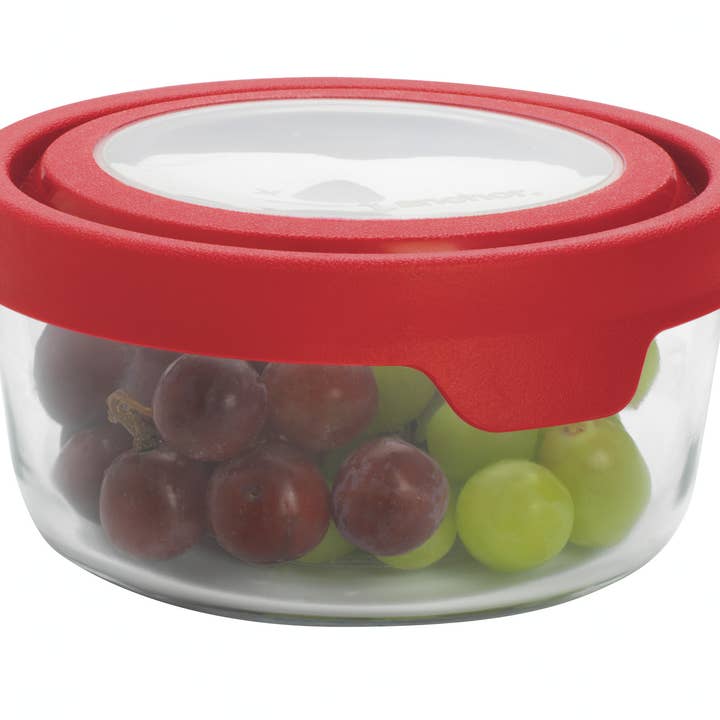 Anchor Hocking Round Storage, Red, 1-Quart for wholesale by Fox Run Brands