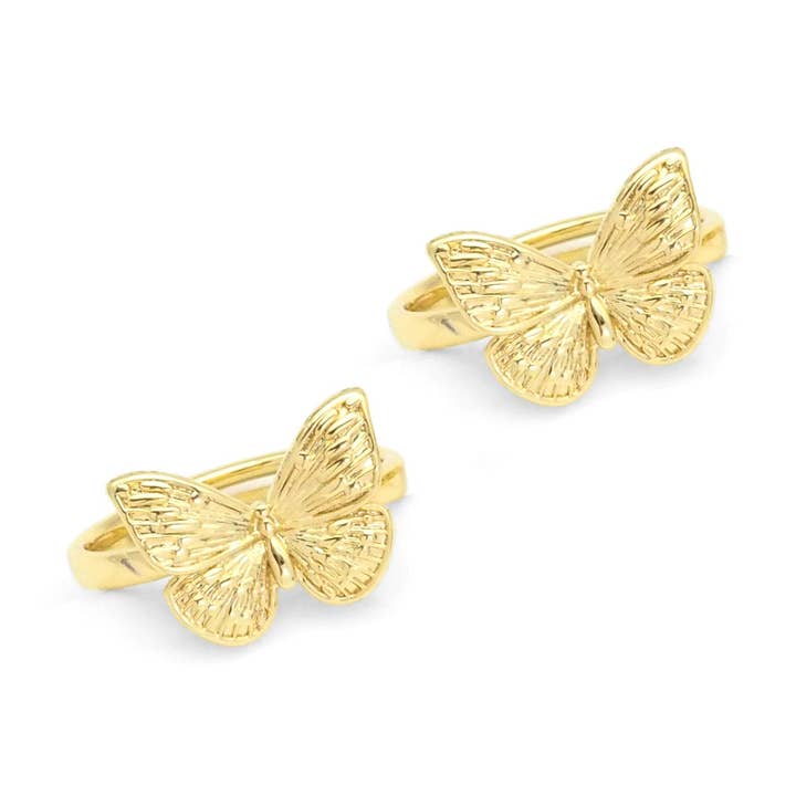 Anel ajustável Borboleta Gold CZ, SKU #LX223 por atacado de BestBeads&Beyond