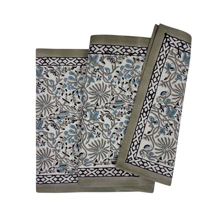Ayras World - Wholesale Table Runner - Passion Flower Block Print Table Runner