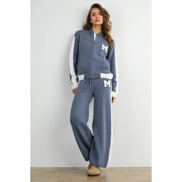 BUTTERMELON - Wholesale Jacket - Women's - Retro Varsity 'M' Sweater Jacket - BMJ7956