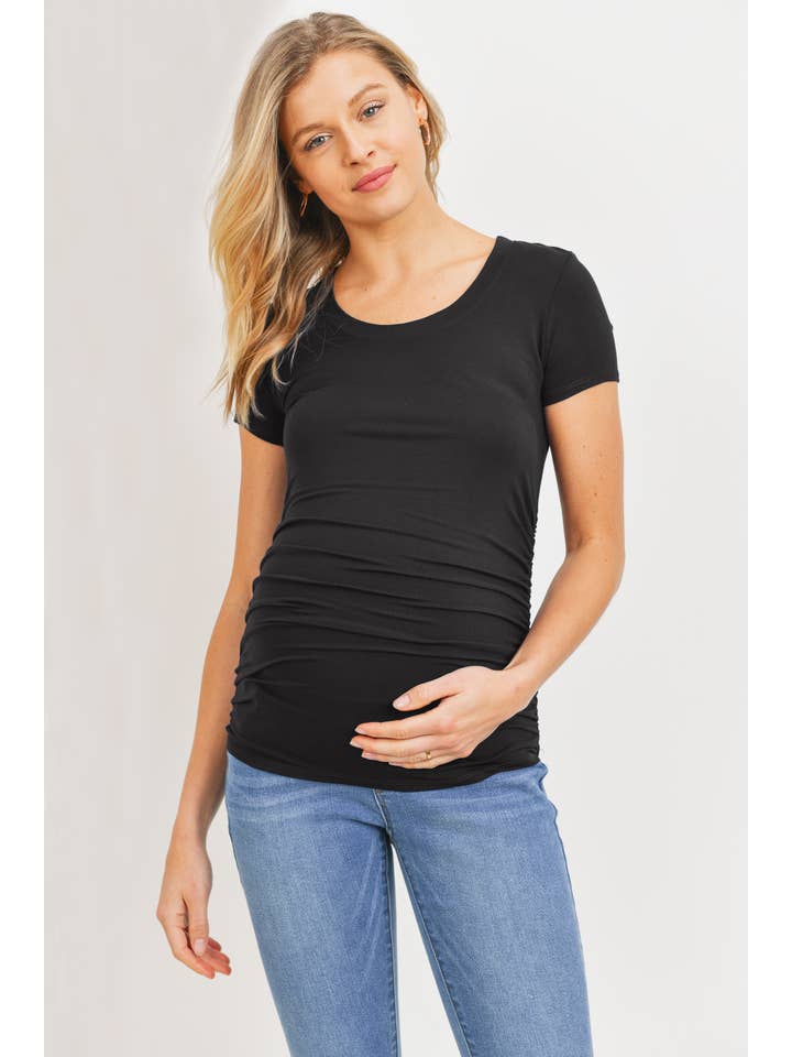 Hello Miz - Wholesale Top - Maternity - Ruched Short Sleeve Maternity T-Shirt