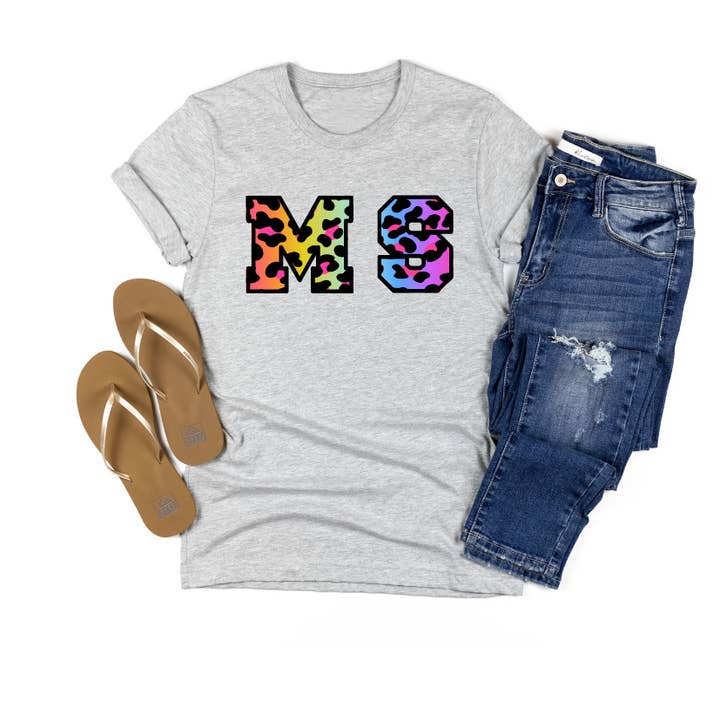 Mississippi State Neon Rainbow Leopard Shirt for wholesale by Wild & Untamed Designs