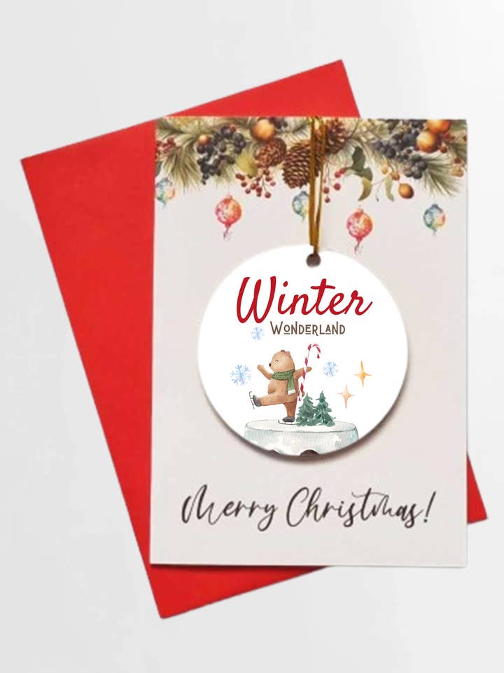 Merry Christmas Bear winter wonderland + DETACHABLE BAUBLE for wholesale by Homemade Hollydays Wholesale